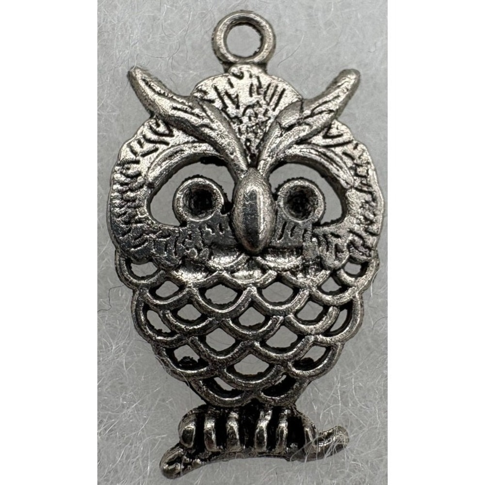 Silver Tone‎ Owl Pendant 1" Vintage Style Charm with Jewelry Box